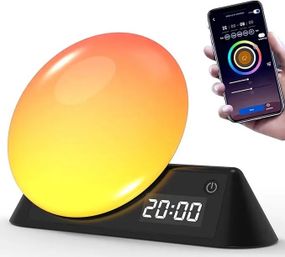 Розумний Смарт Нічник Будильник Wake-Up Light Лампа з Імітацією Світанку та LED Підсвічуванням + Вбудовані Звуки Природи та