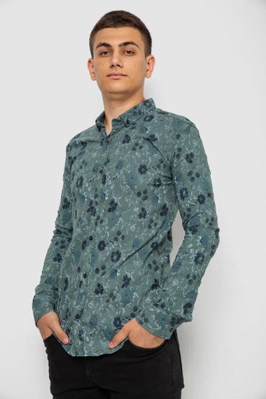 Рубашка мужская с принтом, цвет оливковый, 214R812 | Зображення 2