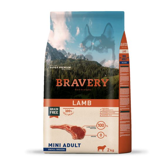 Корм Bravery Mini Adult Lamb сухий з ягнятком для дорослих собак малих порід 2 кг