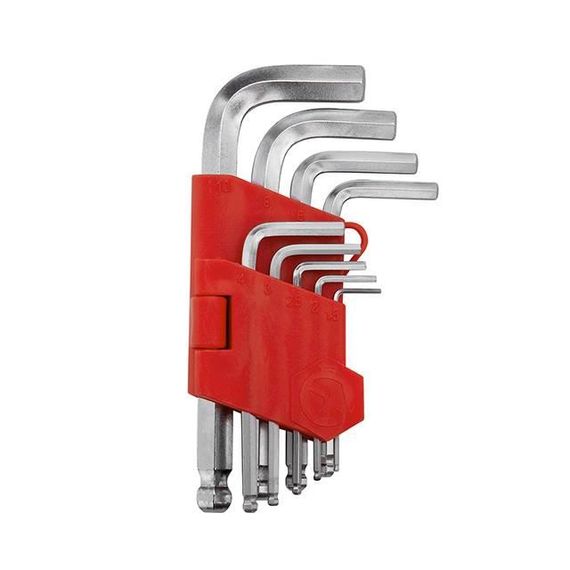 Набір ключів Г-подібних шестигранних з шаровим наконечником 9 од., 1.5-10 мм, Cr-V, Small INTERTOOL HT-0605 | Зображення 1