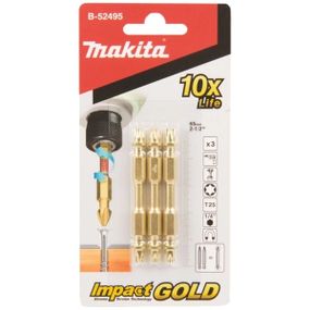 Биты торсионные 2-х сторонние T25 65 мм Makita B-52495 (3 шт)