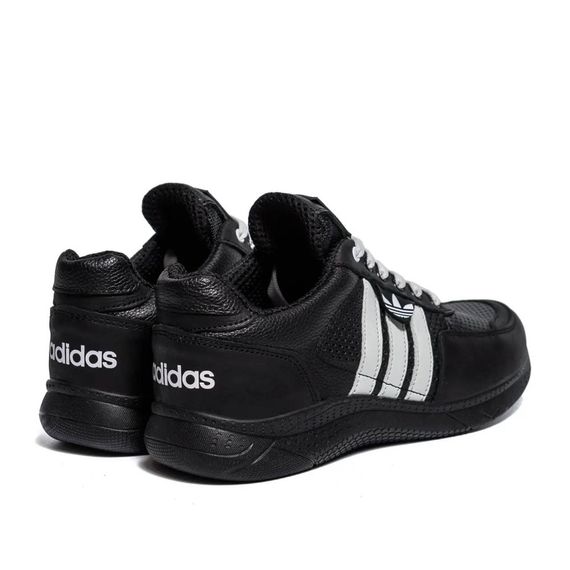 Шкіряні літні кросівки перфорація Adidas колір чорний, білий | Зображення 3
