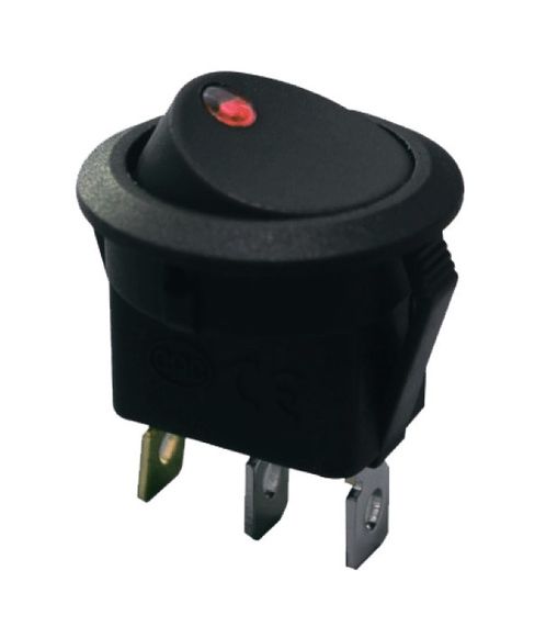 Перемикач KCD1-8-101EN R/B 220V 1 клавіша червоний круглий з підсвічуванням Ny95500749