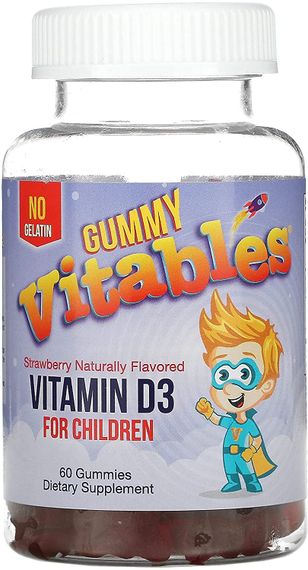 Витамин D3 для детей Vitables Vitamin D3 for Children 60 Vegetarian Gummies (Strawberry)