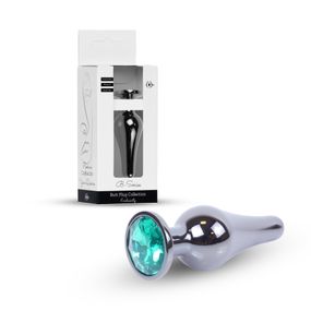 Анальна пробка - Jewellery Dark Silver BUTT PLUG- Green