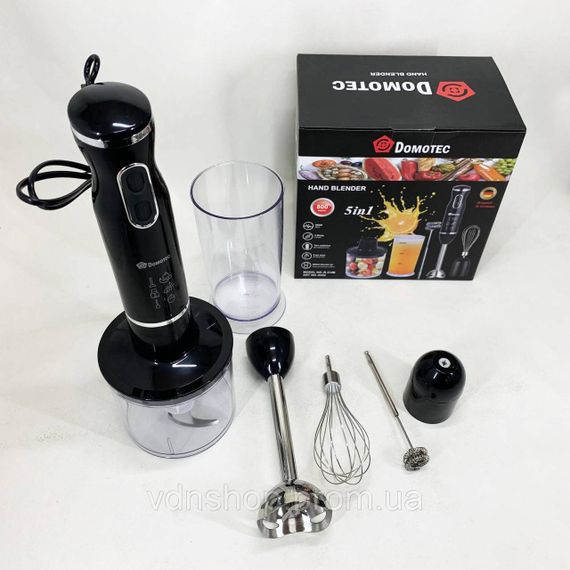 Портативний блендер подрібнювач Domotec R.314B 1800 Вт, Блендер для збивання крему і соусів NG-24 | Зображення 7