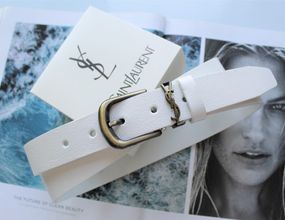 Женский кожаный ремень пряжка бронза Yves Saint Laurent белый