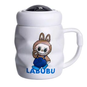 Чашка фарфоровая с крышкой Labubu 400 (мл) Белый с синим FM-54A