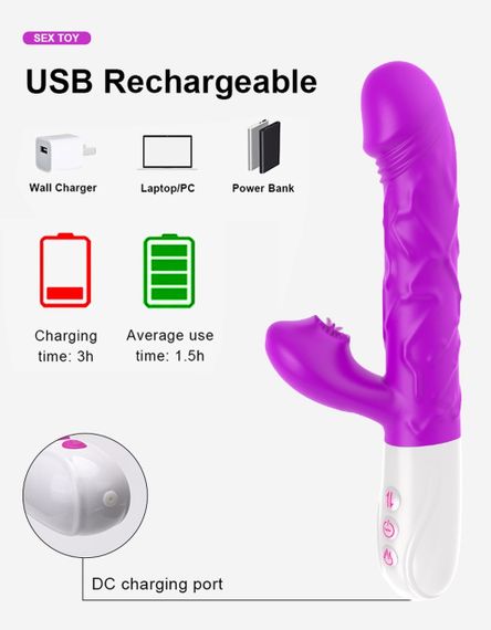 Вибромассажер SiliconeTongue Vibrator, USB 10 Function sexstyle | Зображення 2