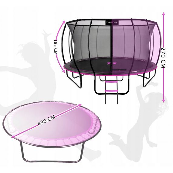Батут із внутрішньою сіткою THUNDER Inside Ultra 16FT 490 см Black/Pink | Зображення 1