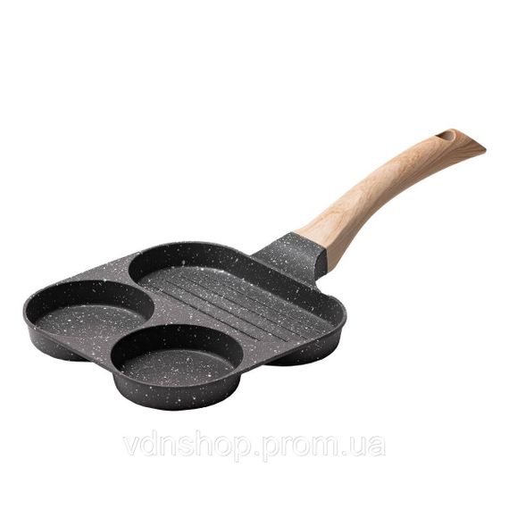 Сковорода квадратна порційна на 3 секції з антипригарним покриттям для всіх плит сіра HP39571C