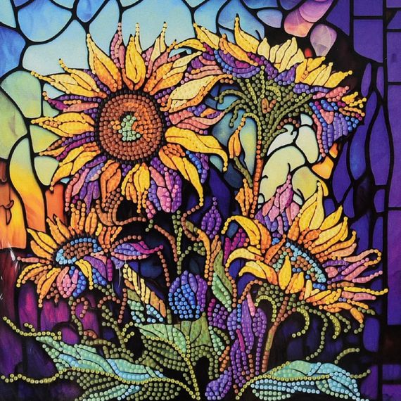 Алмазная мозаика "Удивительные подсолнухи" DEEX16307 неполная выкладка 30х30 см