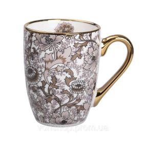 Порцелянова чашка 400 мл із золотим обідком і золотою ручкою Коричнева RX-N240665BR
