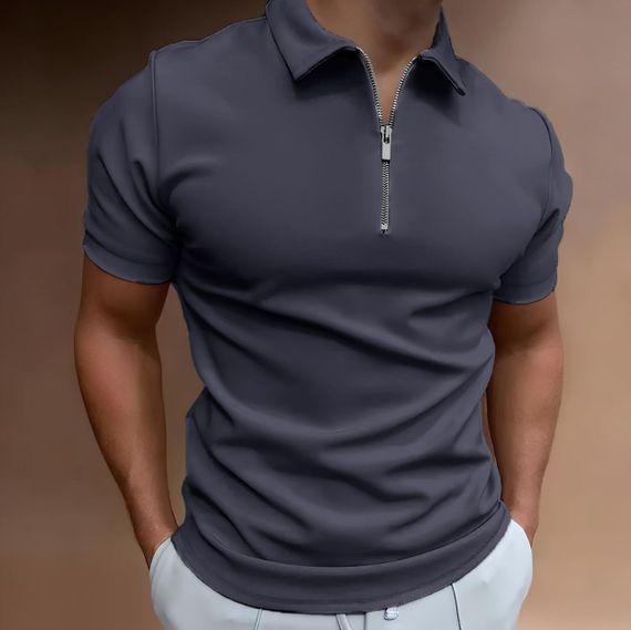 Мужское поло-футболка на пуговицах BD0046 цвет серый (графит), размер S | Зображення 3