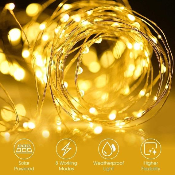 Солнечная гирлянда Oreunik 240 LED (2x120), 20м, тёплый свет, 8 режимов, IP65, для сада, свадьбы, Нового года | Зображення 4