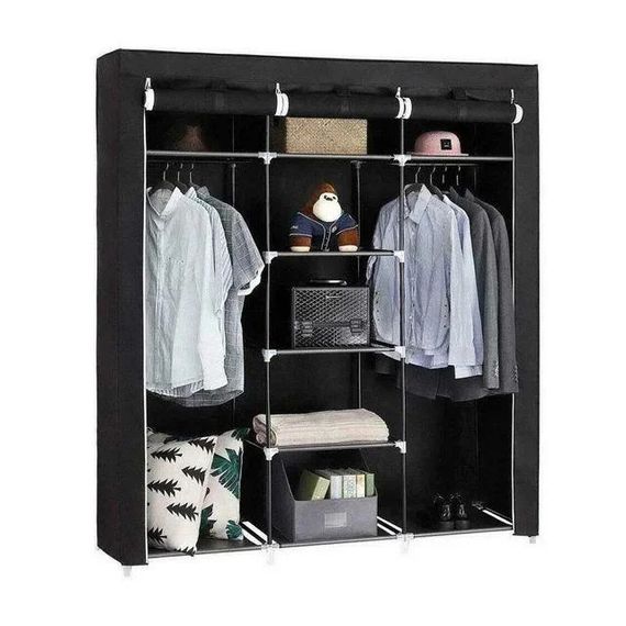 Шафа тканинна 3 секції складана з каркасом STORAGE WARDROBE 175 х 130 х 45 см. CT-478 Колір: чорний | Зображення 6