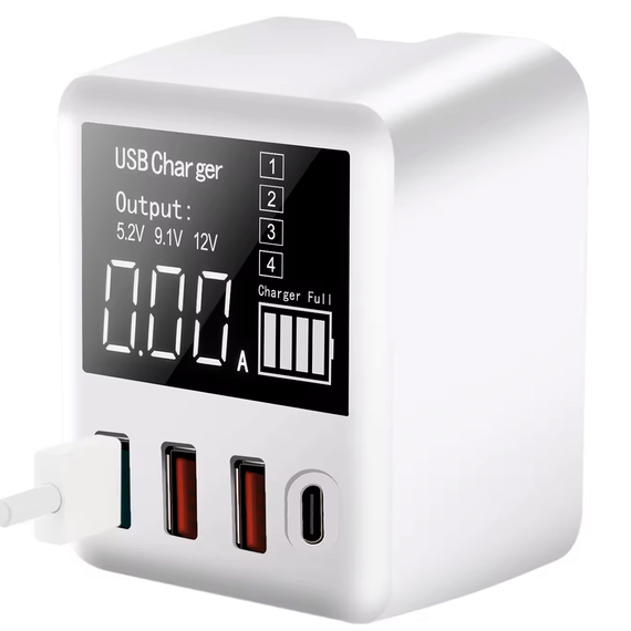 Сетевое зарядное устройство с экраном Addap WLX-A9T+, СЗУ на 3 USB + Type-C, 40W | Зображення 2