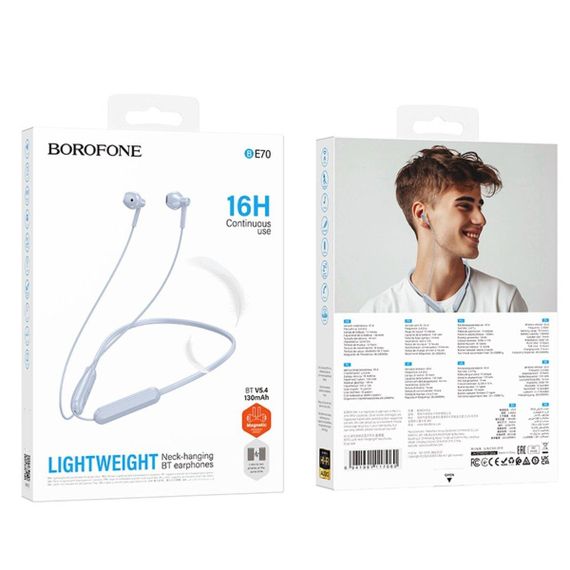 Беспроводные наушники BOROFONE BE70 Light neck-hanging BT earphones Blue Star | Зображення 1
