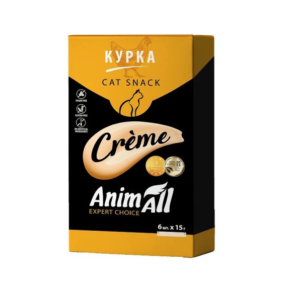 Рідкі ласощі для котів з куркою AnimAll Сreme Chicken, 6 шт х 15 гр | Зображення 1
