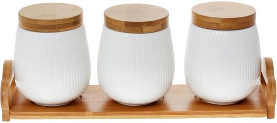 Набір банок Nouvelle Home Viola 3 банки 600мл для сипучих продуктів на підставці