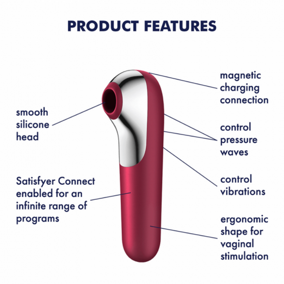Смарт вібратор 3 в 1 Dual Love, двосторонній колір: червоний Satisfyer (Німеччина) Sex Aura | Зображення 1