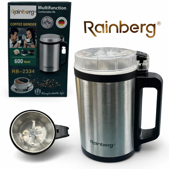 Кофемолка Rainberg RB-2334 600 Вт для быстрого и равномерного помола кофе и специй | Зображення 1
