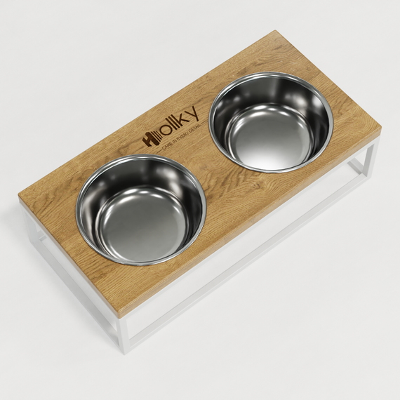 Миски на подставке для средних собак и больших котов Hollky Base M (2 × 0,95 л) BM-422110-WHNT | Зображення 6
