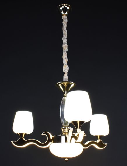 Люстра підвісна на 3 лампочки з пультом 27167 Золото 50-100х62х62 см. | Зображення 7