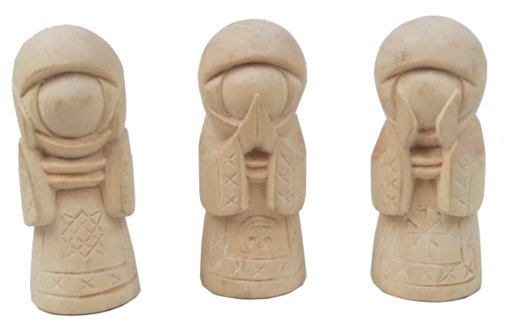 Набір дерев'яних статуеток ручної роботи Нічого не бачу, не чую, не розповім