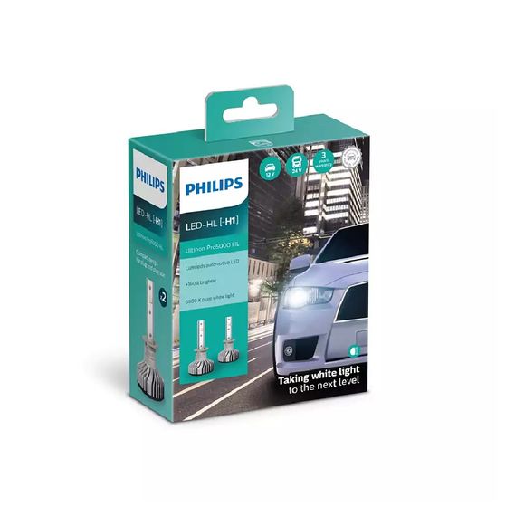 Комплект світлодіодних ламп PHILIPS H1 11258U50CWX2 LED Ultinon Pro5000 +160% 12/24V | Зображення 1