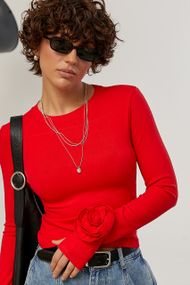 Однотонний лонг з трояндами на рукавах - червоний цвет, ONE SIZE (є розміри)