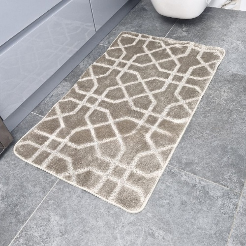 АКЦІЯ Набір килимків для ванної 2шт 50*60см+60*100см Геометрія Standard світло-сірий + Фіранка PEVA Дариана | Зображення 1