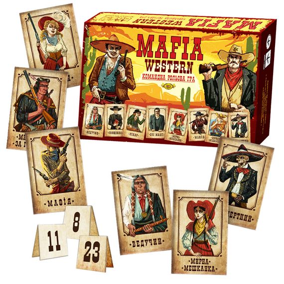 Командна рольова гра "MAFIA WESTERN" MKZ0815, 24 картки | Зображення 1