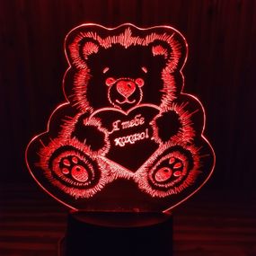 Акриловий світильник-нічник Ведмедик Кохання червоний tty-n000190