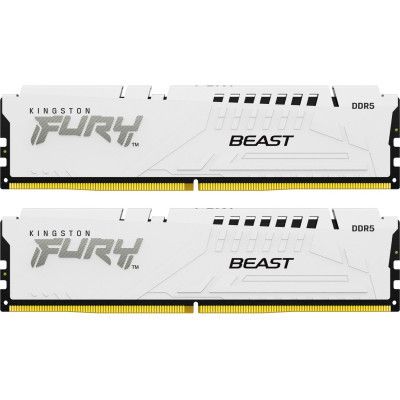 Модуль памяти для компьютера DDR5 32GB (2x16GB) 5200 MHz FURY Beast White Kingston Fury (ex.HyperX) (KF552C40BWK2-32)