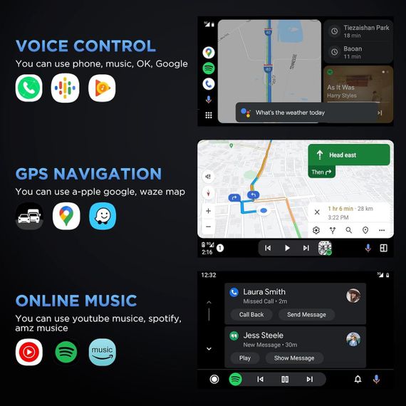 Бездротовий адаптер Android Auto для авто з 2017 року, перехідник з дротового Android Auto USB-A, USB-C, донгл для перетворення | Зображення 6