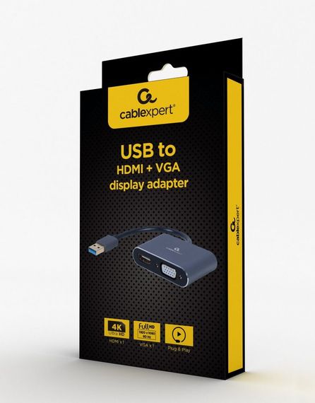 Адаптер-перехідник USB-A на HDMI/VGA Cablexpert A-USB3-HDMIVGA-01 | Зображення 2