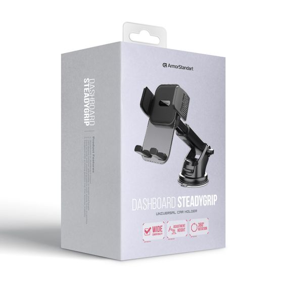 Універсальний автотримач Armorstandart SteadyGrip Dashboard Black (ARM85339) | Зображення 1