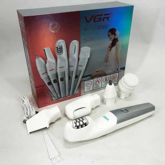 Епілятор VGR 5 в 1 V-752, 5 насадок. Колір: зелений | Зображення 9