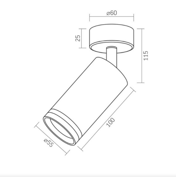 LED Світильник накладний під лампу GU10 поворотній чорний VL-SPF05B-B Videx | Зображення 1