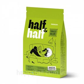 Корм сухой HalfHalf для котов с чувствительным пищеварением с индейкой 8 кг