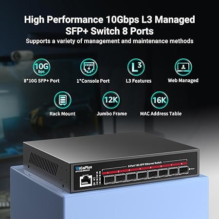 Управляемый коммутатор GigaPlus Ethernet с 8 портами 10G SFP+, Smart Management уровня 3, агрегация каналов (gp-s100-0800s-m) | Зображення 3