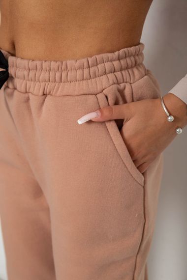 Спортивные штаны женские на флисе  -уценка, цвет бежевый, 238R57020-U-2 | Зображення 4