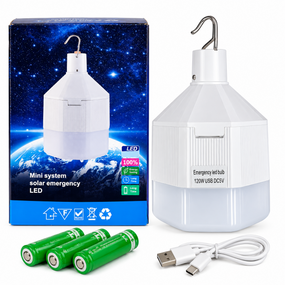 Акумуляторна світлодіодна LED-лампа USB з 3 акумуляторами і гачком для підвішування 120 Вт Білий
