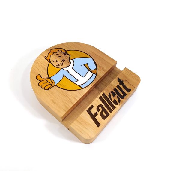 Підставка тримач під смартфон телефон планшет FALLOUT VAULT BOY 10х12х2 см Майстерня містера Томаса Дерево | Зображення 3