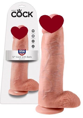 Фалоімітатор на присосці з мошонкою King Cock (30,5 см) Sex Aura