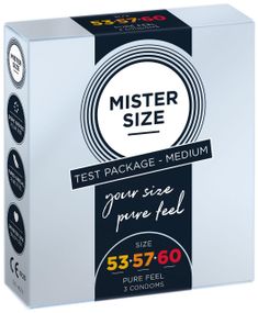 Набор презервативов Mister Size - pure feel - 53–57–60 (3 condoms), 3 размера, толщина 0,05 мм sexstyle