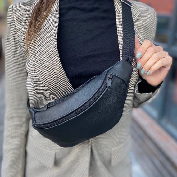 Чорна чоловіча бананка, Універсальна сумка на пояс, Чоловіча сумка барсетка, Бананка модна EO-97 | Зображення 9