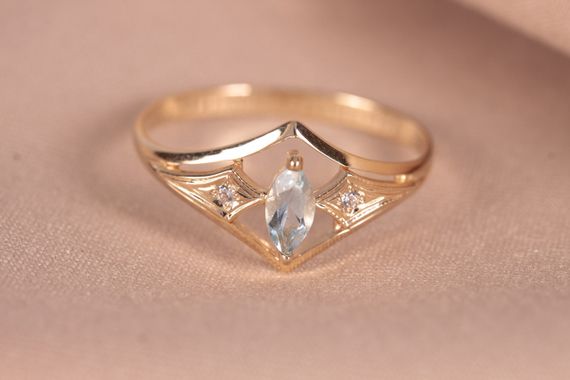 Кольцо из желтого золота с топазом 14.5 | Зображення 3