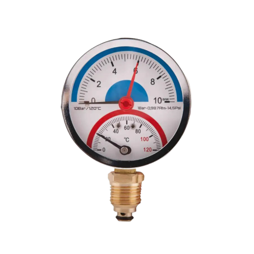 Термоманометр нижнє підключення 6 бар 120°C  EA EuroAqua EA24603 | Зображення 1